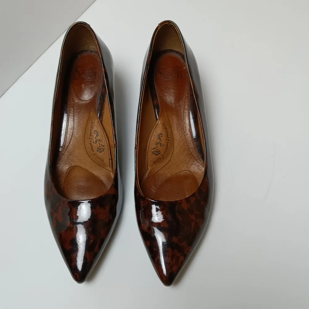 Sofft Animal Print Patent Leather Pumps/Heels 8 1/2 M Brown/Black